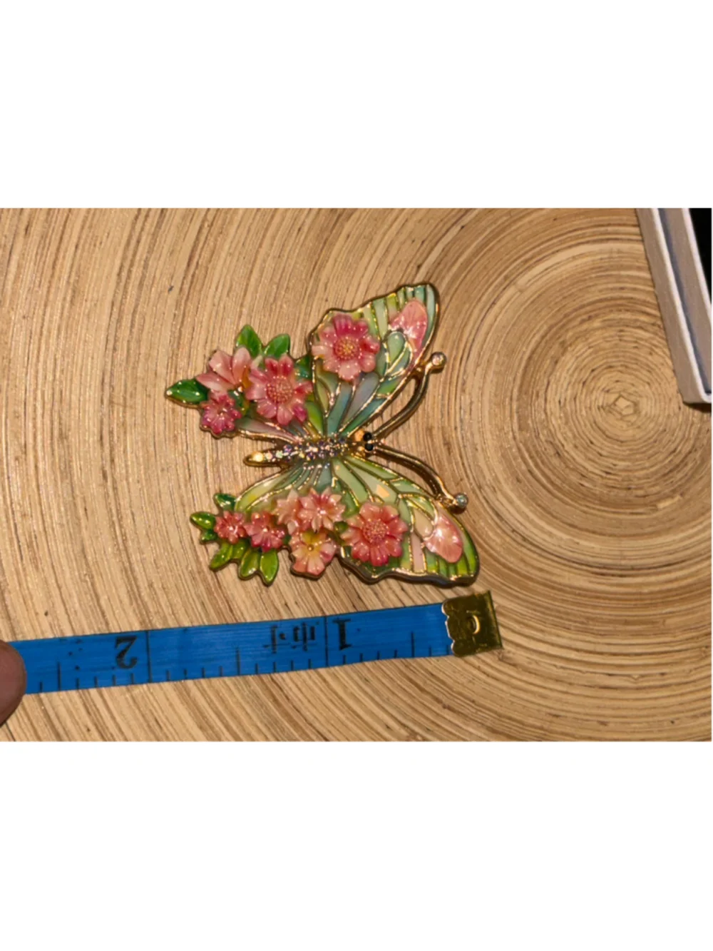 Women's Butterfly Brooch, Green & Pink